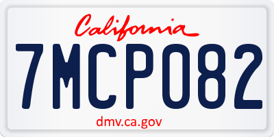 CA license plate 7MCP082