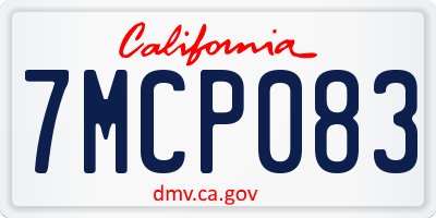 CA license plate 7MCP083