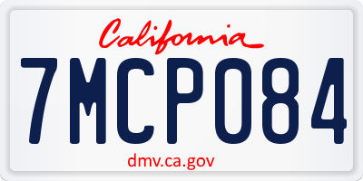 CA license plate 7MCP084