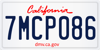 CA license plate 7MCP086