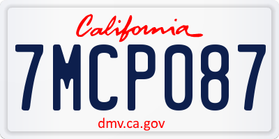 CA license plate 7MCP087