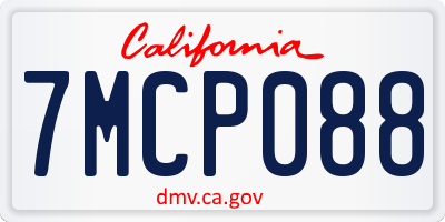 CA license plate 7MCP088