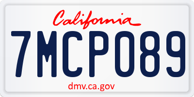 CA license plate 7MCP089