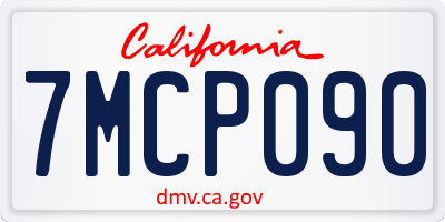 CA license plate 7MCP090