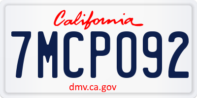 CA license plate 7MCP092