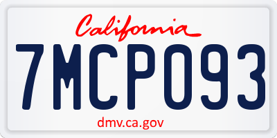 CA license plate 7MCP093