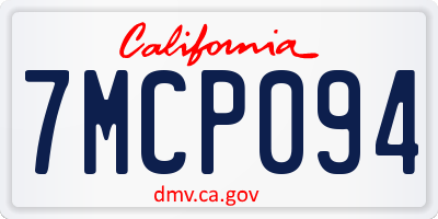 CA license plate 7MCP094