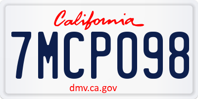 CA license plate 7MCP098