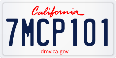 CA license plate 7MCP101