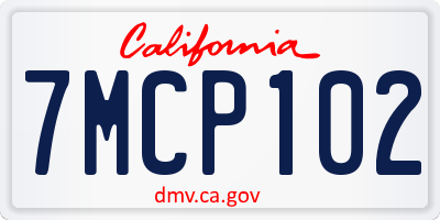 CA license plate 7MCP102