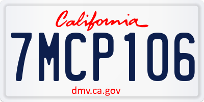 CA license plate 7MCP106