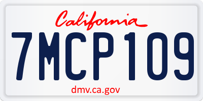 CA license plate 7MCP109