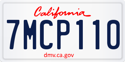 CA license plate 7MCP110