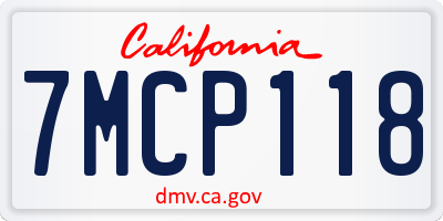 CA license plate 7MCP118