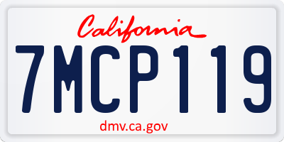 CA license plate 7MCP119