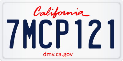 CA license plate 7MCP121