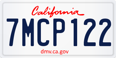 CA license plate 7MCP122