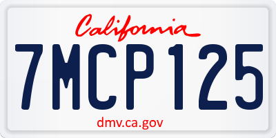 CA license plate 7MCP125