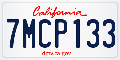 CA license plate 7MCP133