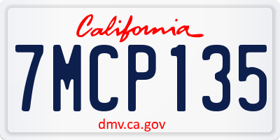 CA license plate 7MCP135