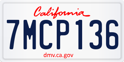 CA license plate 7MCP136
