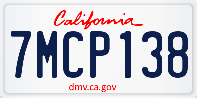 CA license plate 7MCP138