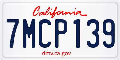 CA license plate 7MCP139