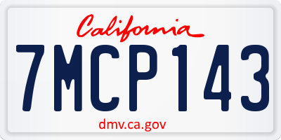 CA license plate 7MCP143
