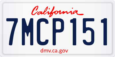 CA license plate 7MCP151