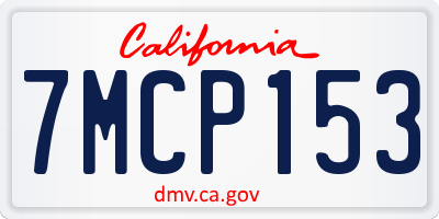 CA license plate 7MCP153