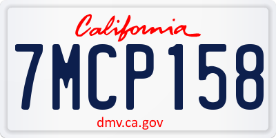CA license plate 7MCP158