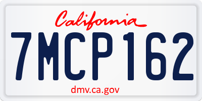 CA license plate 7MCP162
