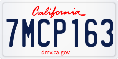 CA license plate 7MCP163