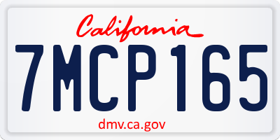 CA license plate 7MCP165