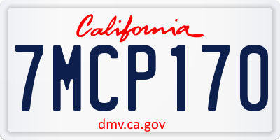 CA license plate 7MCP170