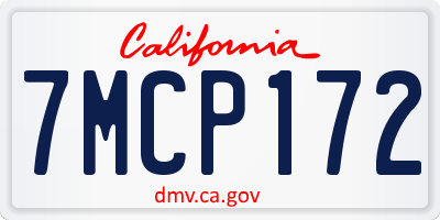 CA license plate 7MCP172