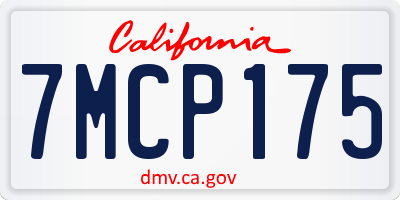 CA license plate 7MCP175