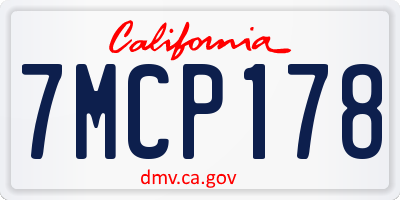 CA license plate 7MCP178