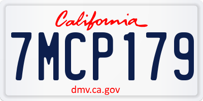 CA license plate 7MCP179