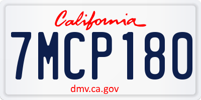 CA license plate 7MCP180