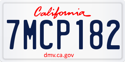 CA license plate 7MCP182