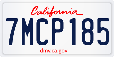 CA license plate 7MCP185