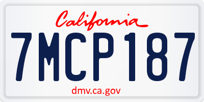 CA license plate 7MCP187