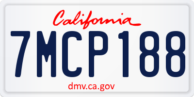 CA license plate 7MCP188