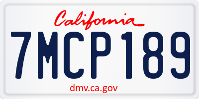 CA license plate 7MCP189