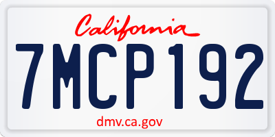 CA license plate 7MCP192