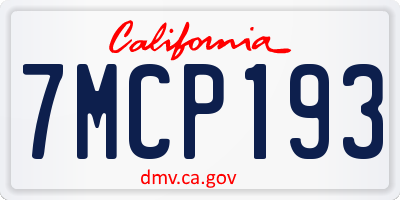 CA license plate 7MCP193