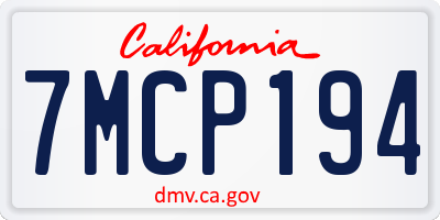 CA license plate 7MCP194