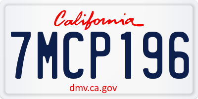 CA license plate 7MCP196