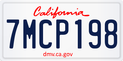 CA license plate 7MCP198